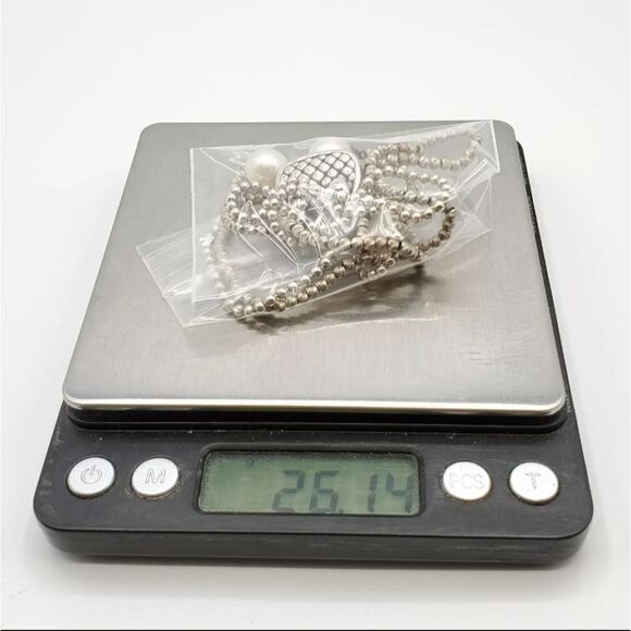 925 Silver Pearl +Y-Drop Necklace Pendant Beaded Lot 26.14g - Picture 4 of 4